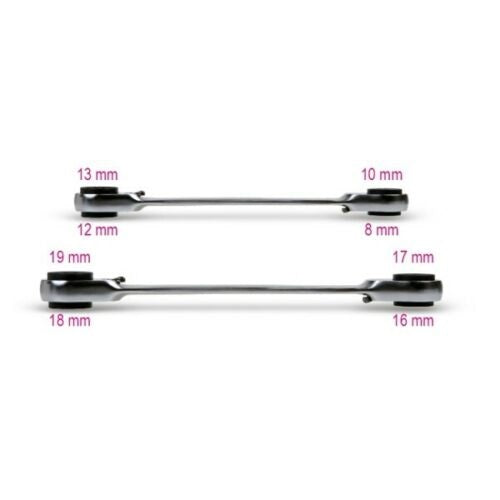 BETA 192/S2  SERIE DI 2 CHIAVI POLIGONALI A CRICCHETTO REVERSIBILE  8 ÷  19 MM.