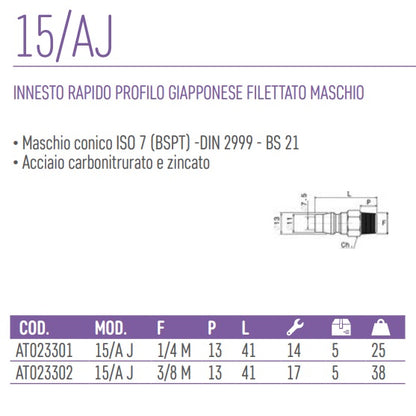 ANI 15/A JAP 3/8M INNESTO RAPIDO PROFILO GIAPPONESE FILETTATO MASCHIO