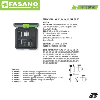 FASANO FG 192/VW7 SET FASATURA MOTORI DIESEL VOLKSWAGEN