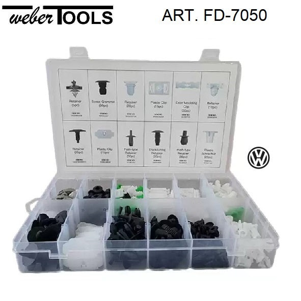 WEBER TOOLS FD-7050 ASSORTIMENTO CLIP RIVESTIMENTO VOLKSWAGEN – 255 PEZZI