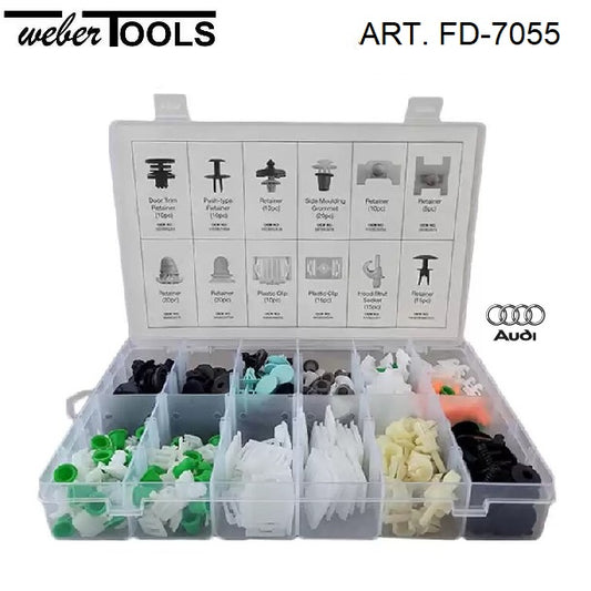 WEBER TOOLS FD-7055 ASSORTIMENTO CLIP RIVESTIMENTO AUDI – 160 PEZZI