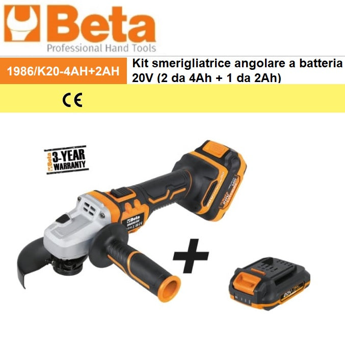 beta beta 1986k20 4ah2ah kit 20v smerigliatrice angolare batteria 2ah ean 8054809451749