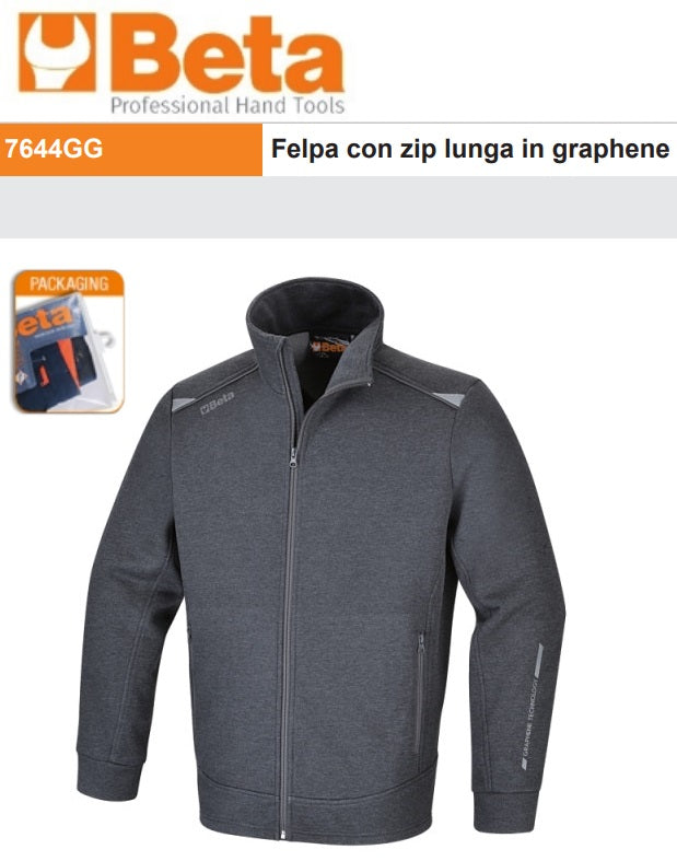 beta work beta 7644gg felpa zip lunga in grafene gr 280 ean 8054809559513