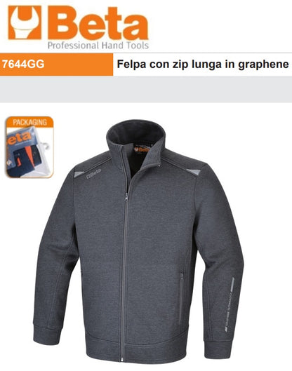 beta work beta 7644gg felpa zip lunga in grafene gr 280 ean 8054809559513