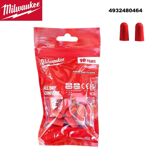 milwaukee milwaukee 4932480464 inserti auricolari monouso in schiuma 10 paia ean 4058546407490