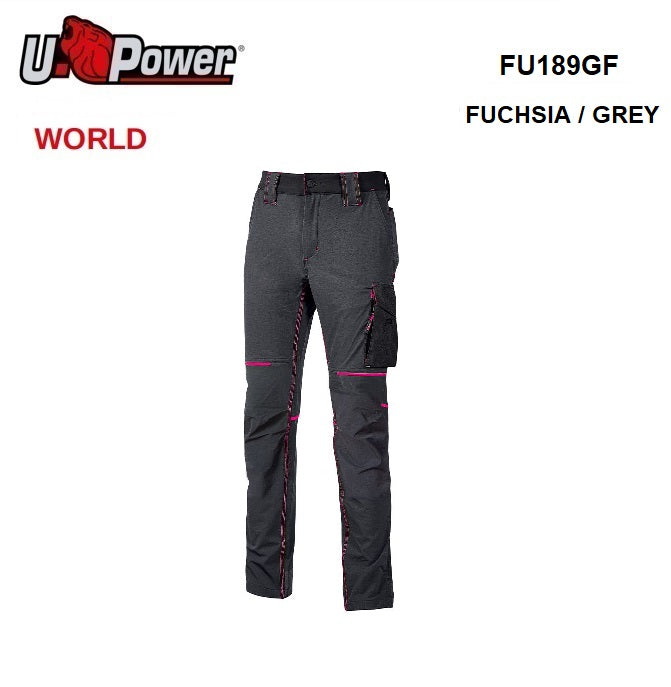 u power u power world fuchsia grey m pantalone da lavoro fu189gf in tessuto 4 u way stretch ean 8033546445105
