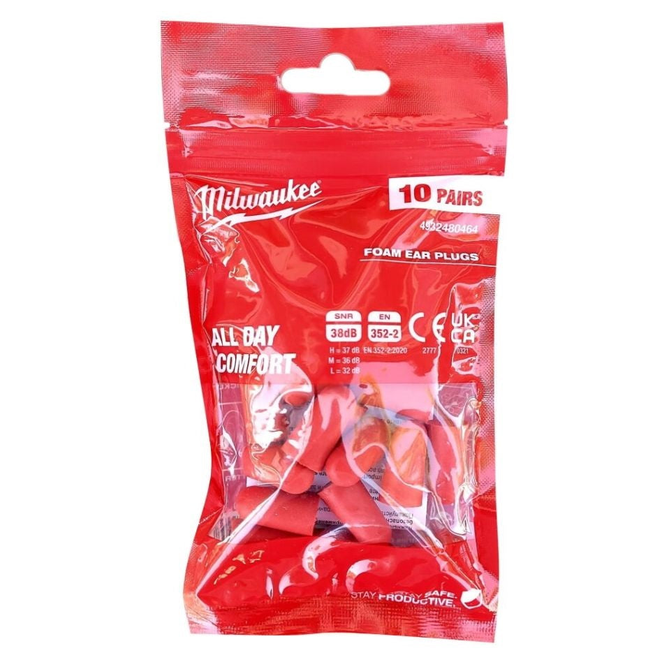 milwaukee milwaukee 4932480464 inserti auricolari monouso in schiuma 10 paia ean 4058546407490