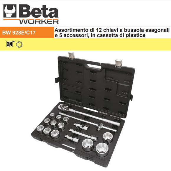 BETA Set 22 chiavi bussola esagonali 1/4 + 1/2 Accessori con valigia  902A/C22