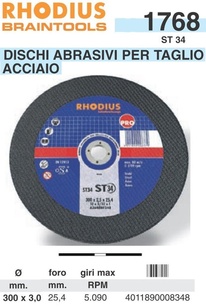 immagine-1-rhodius-reit-1768-rhodius-300x3-f254-dischi-abrasivi-taglio-acciaio-st34-made-germany-ean-4011890008348