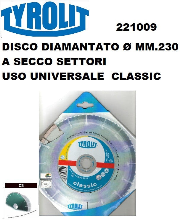 immagine-1-tyrolit-tyrolit-230-mm.-c3-sega-diamantata-a-settori-uso-universale-taglio-a-secco-ean-9003172210094