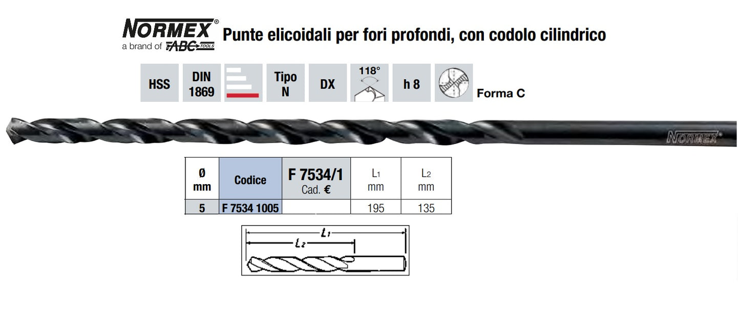 immagine-2-abc-normex-f75341-mm.5x195-punte-hss-elicoidali-per-fori-profondi-con-codolo-cilindrico-ean-8031566050309