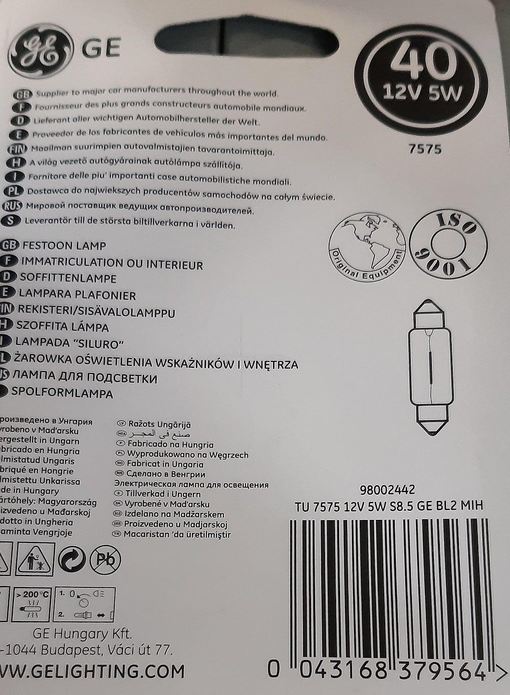 immagine-3-general-electic-general-electric-12v-5w-sv858-10pz-blister-coppia-lampade-a-siluro-per-illuminazione-interna-7575-ean-0043168379564